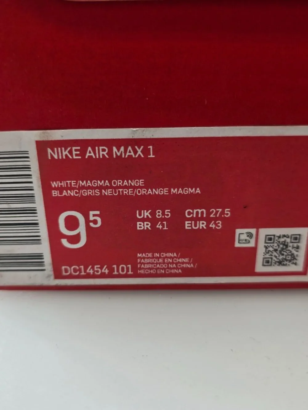Nike Air Max 1 Anniversary Orange Men's [DC1454 101] SIZE9.5